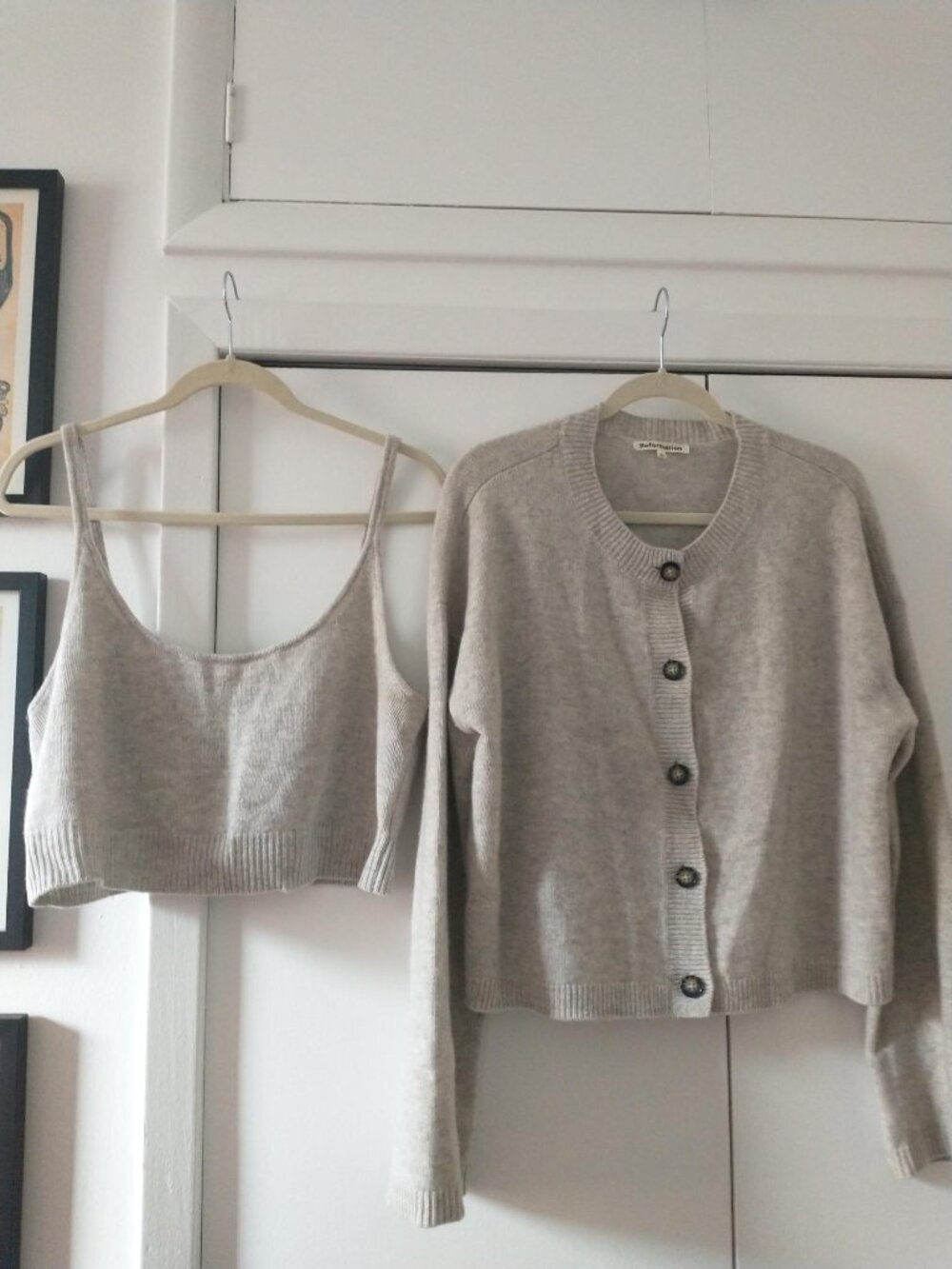 Reformation Ana Cashmere Tank and Cardi Set in Light Gray Heather